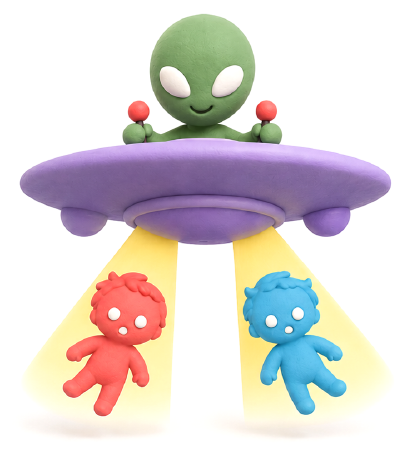 OTSUNAGIを表すUFOと宇宙人のキャラクター